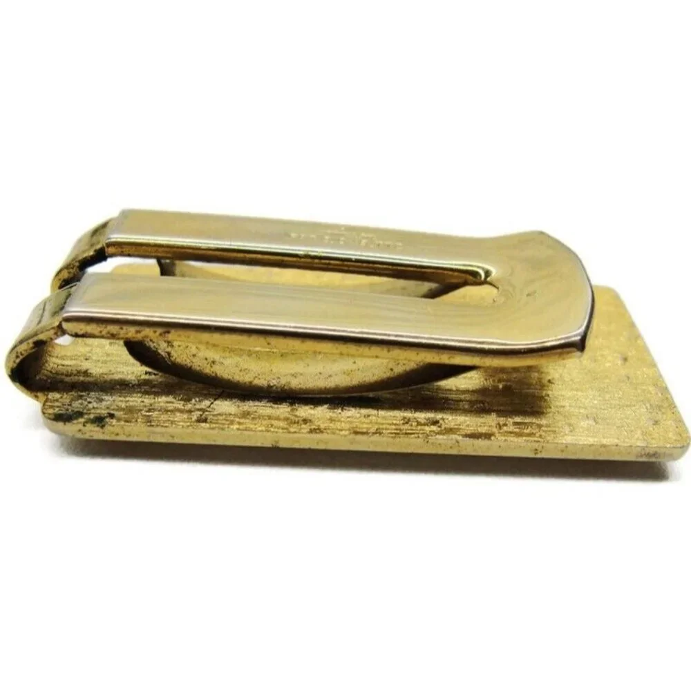 Anson Duck Geese Money Clip Gold Tone Porcelain Wallet Credit Card Cash Holder